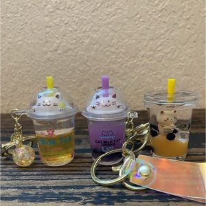Boba cat keychains friendship bundle of 3